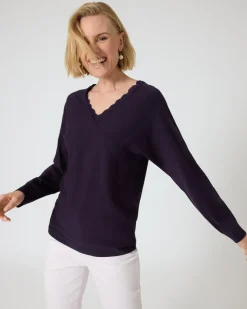 Hot Pullover mit tiefem V-Ausschnitt Strickware