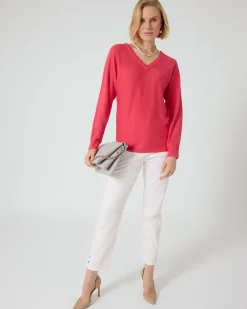 Hot Pullover mit tiefem V-Ausschnitt Strickware