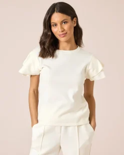 Clearance Pullover mit Volantärmeln Strickware