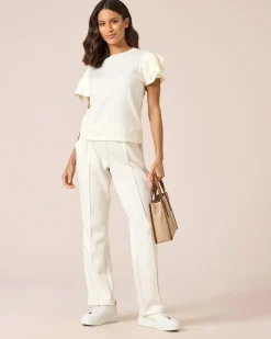 Clearance Pullover mit Volantärmeln Strickware