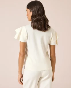 Clearance Pullover mit Volantärmeln Strickware