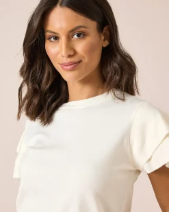 Clearance Pullover mit Volantärmeln Strickware