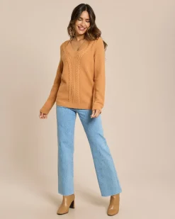 Outlet Pullover mit Zopf-Muster Strickware