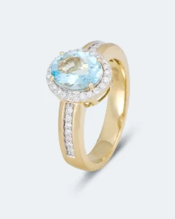 Outlet Ring mit Aquamarin & Brillanten Ringe