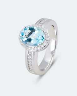 Outlet Ring mit Aquamarin & Brillanten Ringe