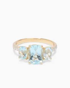 Discount Ring mit Aquamarin & Brillanten Ringe