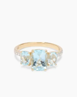 Discount Ring mit Aquamarin & Brillanten Ringe