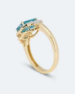 Ring mit blauem Zirkon und Diamant Ringe