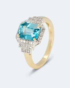 Ring mit blauem Zirkon und Diamant Ringe