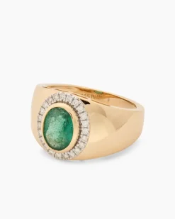 Outlet Ring mit Sambia Smaragd + Brillanten Ringe