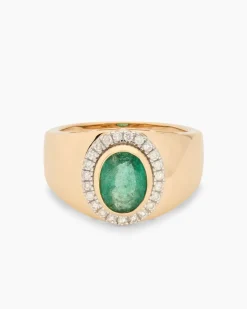 Outlet Ring mit Sambia Smaragd + Brillanten Ringe