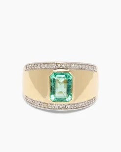 Hot Ring mit Sambia Smaragd + Diamanten Ringe