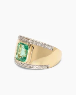 Hot Ring mit Sambia Smaragd + Diamanten Ringe