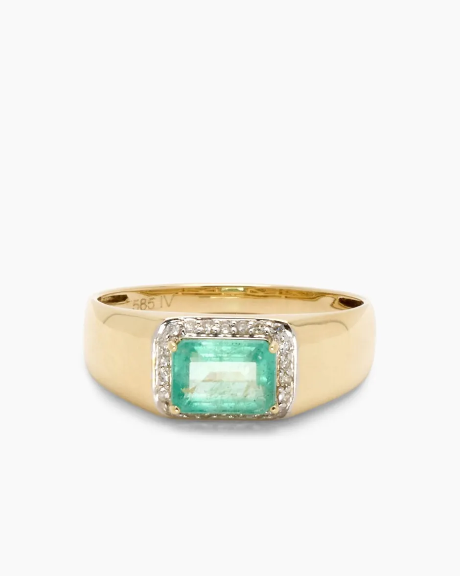 Outlet Ring mit Smaragd und Diamanten Ringe