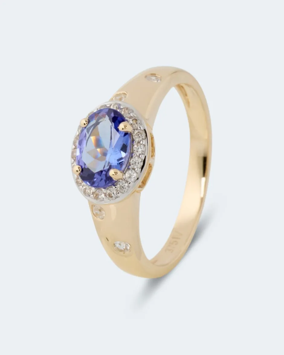 New Ring mit Tansanit AAAAA & Zirkonen Ringe