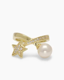 Online Ring "Stern" mit MK-Perle 8 mm und Zirkonia Ringe