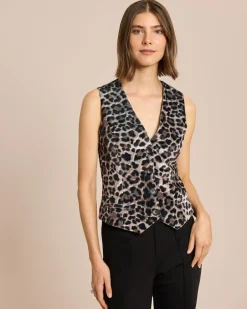 Outlet Samtweste mit Leopardenmuster Jacken & Mäntel