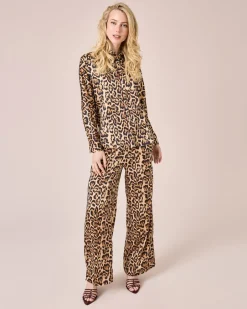 Clearance Satinhose mit Leodruck Hosen