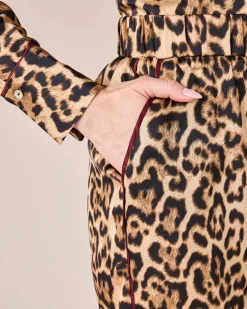 Clearance Satinhose mit Leodruck Hosen