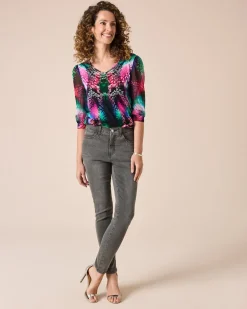 Sale Shirt Materialmix mit Alloverdruck Shirts & Tops