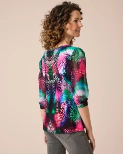 Sale Shirt Materialmix mit Alloverdruck Shirts & Tops