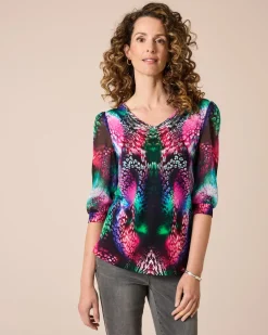 Sale Shirt Materialmix mit Alloverdruck Shirts & Tops