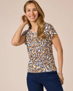 Sale Shirt mit Animal-Druck und Schmuckstein Shirts & Tops