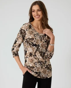 Clearance Shirt mit Blätterdruck Shirts & Tops