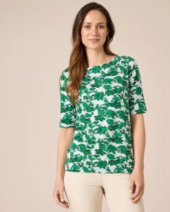 Discount Shirt mit Blumen- und Streifendruck Shirts & Tops