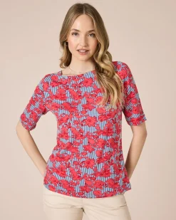 Discount Shirt mit Blumen- und Streifendruck Shirts & Tops