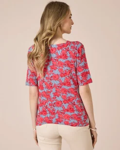 Discount Shirt mit Blumen- und Streifendruck Shirts & Tops