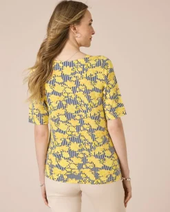Discount Shirt mit Blumen- und Streifendruck Shirts & Tops