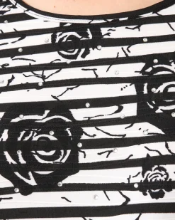 Outlet Shirt mit Blumen- und Streifendruck Shirts & Tops