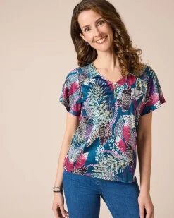 Shirt mit 3D-Blätterdruck Shirts & Tops