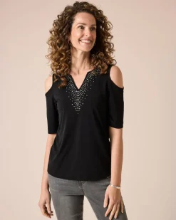 Online Shirt mit Glitzer Cut Out Shirts & Tops