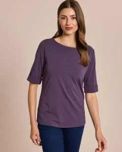 Outlet Shirt mit langem Halbarm und Umschlag Shirts & Tops