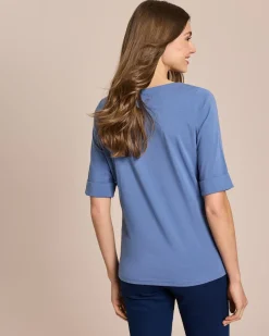 Outlet Shirt mit langem Halbarm und Umschlag Shirts & Tops