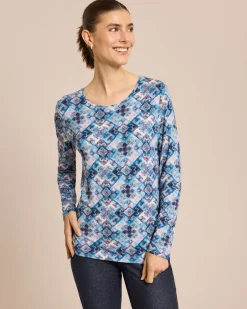 Online Shirt mit Mosaik-Druck, Rundhals Shirts & Tops