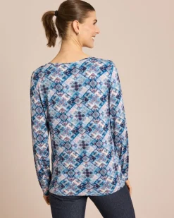 Online Shirt mit Mosaik-Druck, Rundhals Shirts & Tops