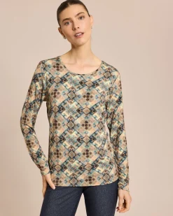 Online Shirt mit Mosaik-Druck, Rundhals Shirts & Tops