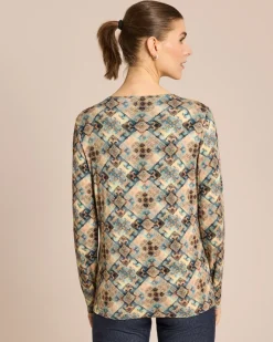 Online Shirt mit Mosaik-Druck, Rundhals Shirts & Tops