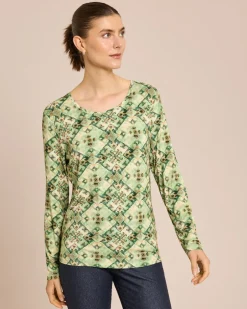 Online Shirt mit Mosaik-Druck, Rundhals Shirts & Tops