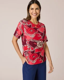 Shirt mit Ornament- und Rosendruck Shirts & Tops