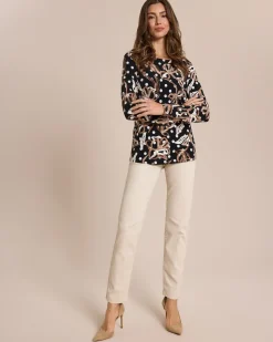 Clearance Shirt mit Punkte-Blumen und 3D-Druck Shirts & Tops