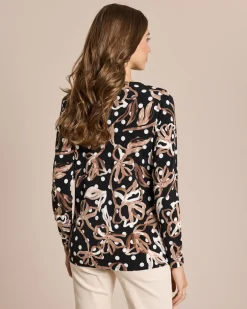 Clearance Shirt mit Punkte-Blumen und 3D-Druck Shirts & Tops