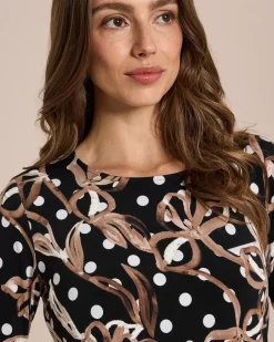 Clearance Shirt mit Punkte-Blumen und 3D-Druck Shirts & Tops