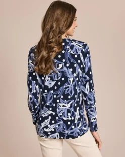 Clearance Shirt mit Punkte-Blumen und 3D-Druck Shirts & Tops