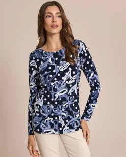 Clearance Shirt mit Punkte-Blumen und 3D-Druck Shirts & Tops