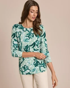 Clearance Shirt mit Punkte-Blumen und 3D-Druck Shirts & Tops