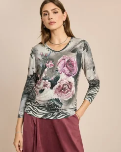 Clearance Shirt mit Rosen-Animal-Druck Shirts & Tops